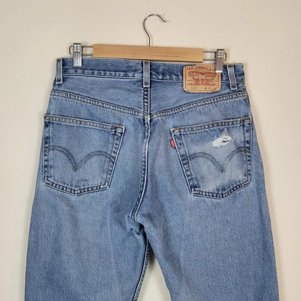 VTG Levis 505 Jeans 30x32 Blue‎ Denim Regular Fit Straight Leg Red Tab Classic